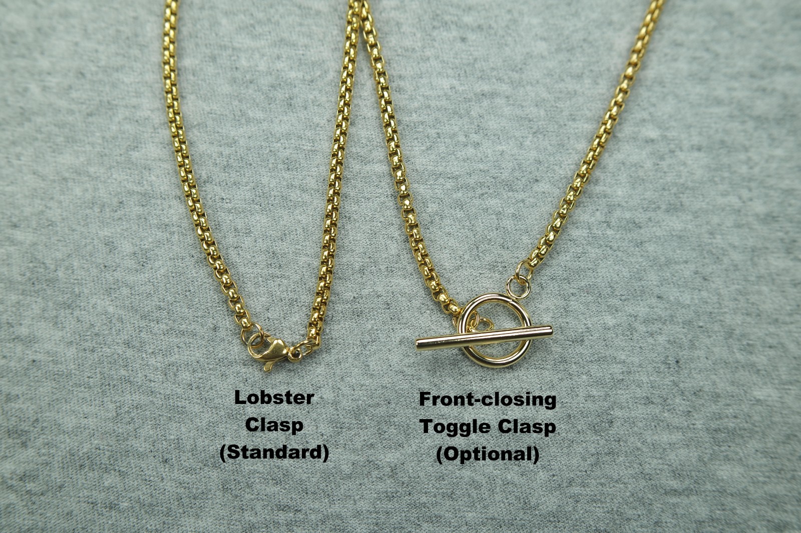 Gold Plated Stainless Steel Round BOX Chain 2.5 or 3mm any Length Made to Order