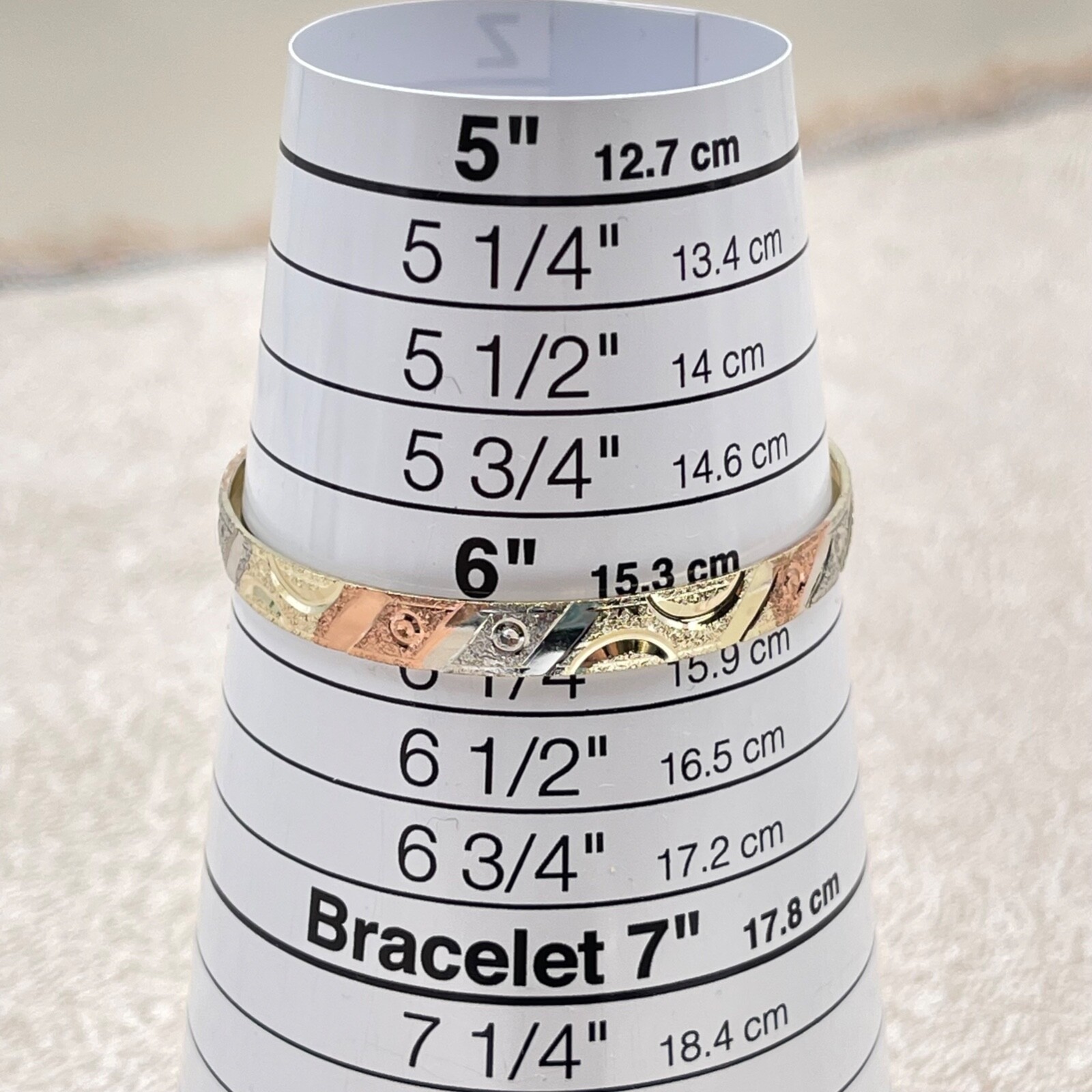 NEW 3-Color Metal Textured Bangle Bracelet Size 6 Goldtone Silvertone Coppertone