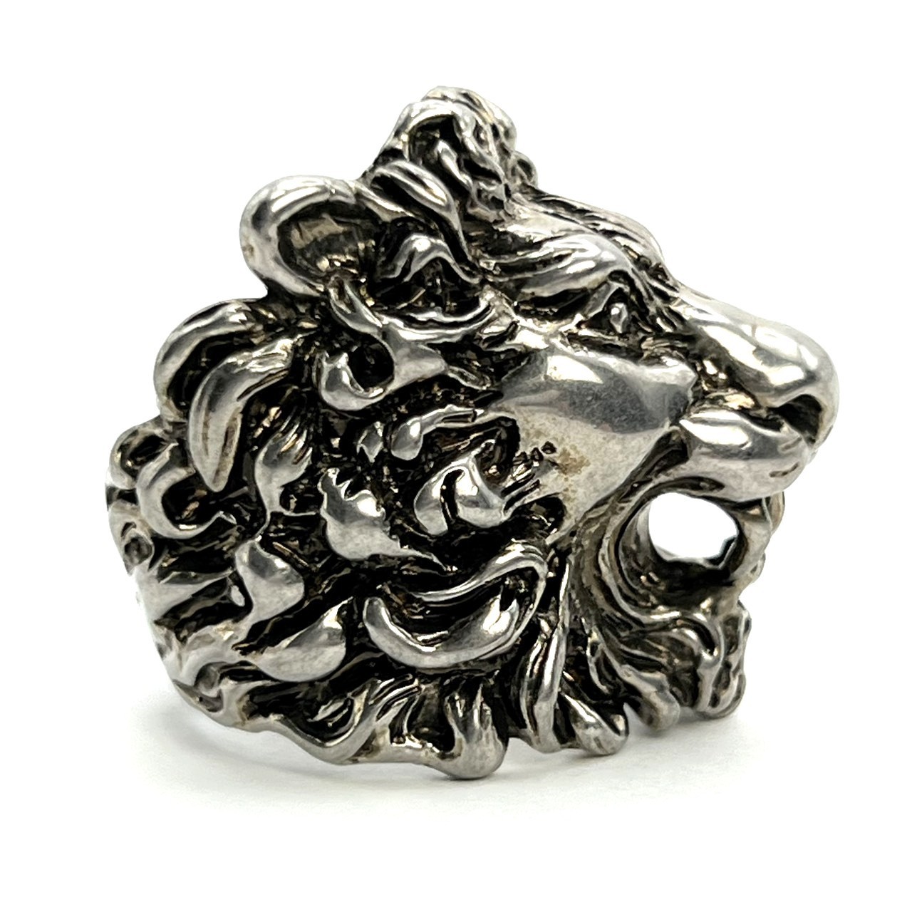 Gucci Lion Head Motif Ring Silver Tone Authentic Japan Size US 8