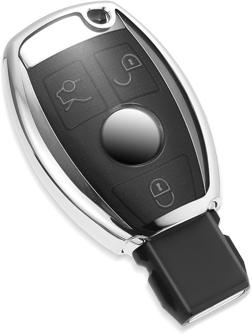 Soft TPU Key Fob Cover Case for Mercedes A C E G S Class CLA GL/ Color: Silver