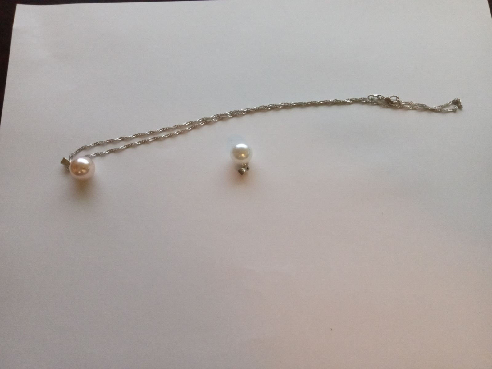 Tahitian Pearl Pendant 925 Silver on 18″ Sterling Necklace White/Pink Lot of 2