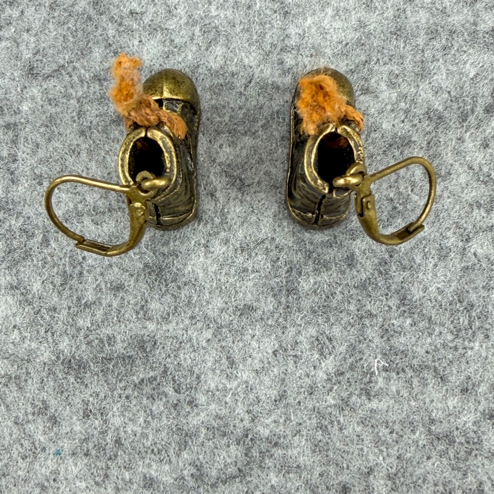 Novelty Combat Boot Dangle Earrings Bronze Tone Lace Up Military Grunge Punk