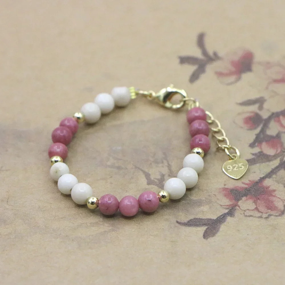 Baby Girls Bracelet Natural Stone Bead Lobster Clasp Charm Jewelry Adjustable