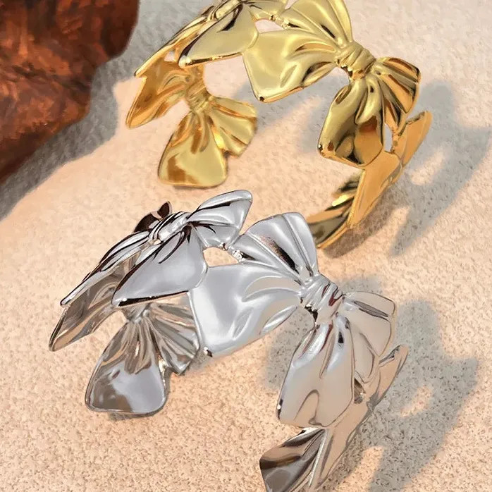 Butterfly Knot Stainless Steel Bracelet Big Bowknot Waterproof Rustproof Jewelry