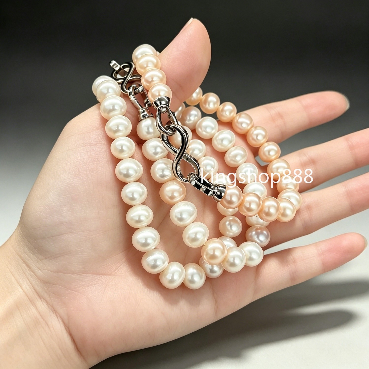 5mm Natural Keshi Freshwater Pearl Beaded Bracelet Round 16-17cm Wrist Women