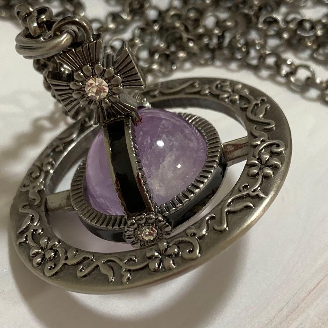 Vivienne Westwood Necklace Ornamental Small Orb Amethyst w/drawstring [EJ083