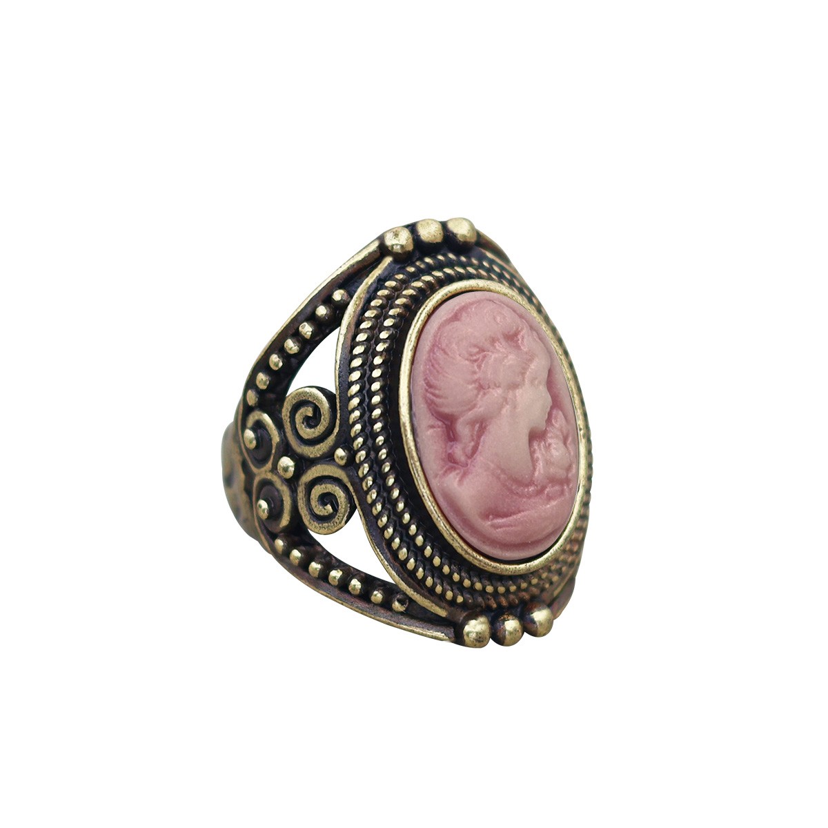 10pcs Vintage Lady Cameo Rings Bulk Antique Bronze Plated Assorted Jewelry