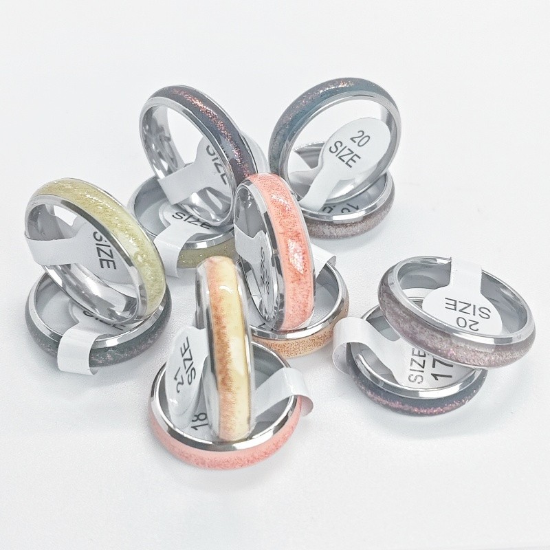 36 Pcs 4mm Pearl Coated Stainless Steel Rings Curved Inner Arc Unisex Stackable