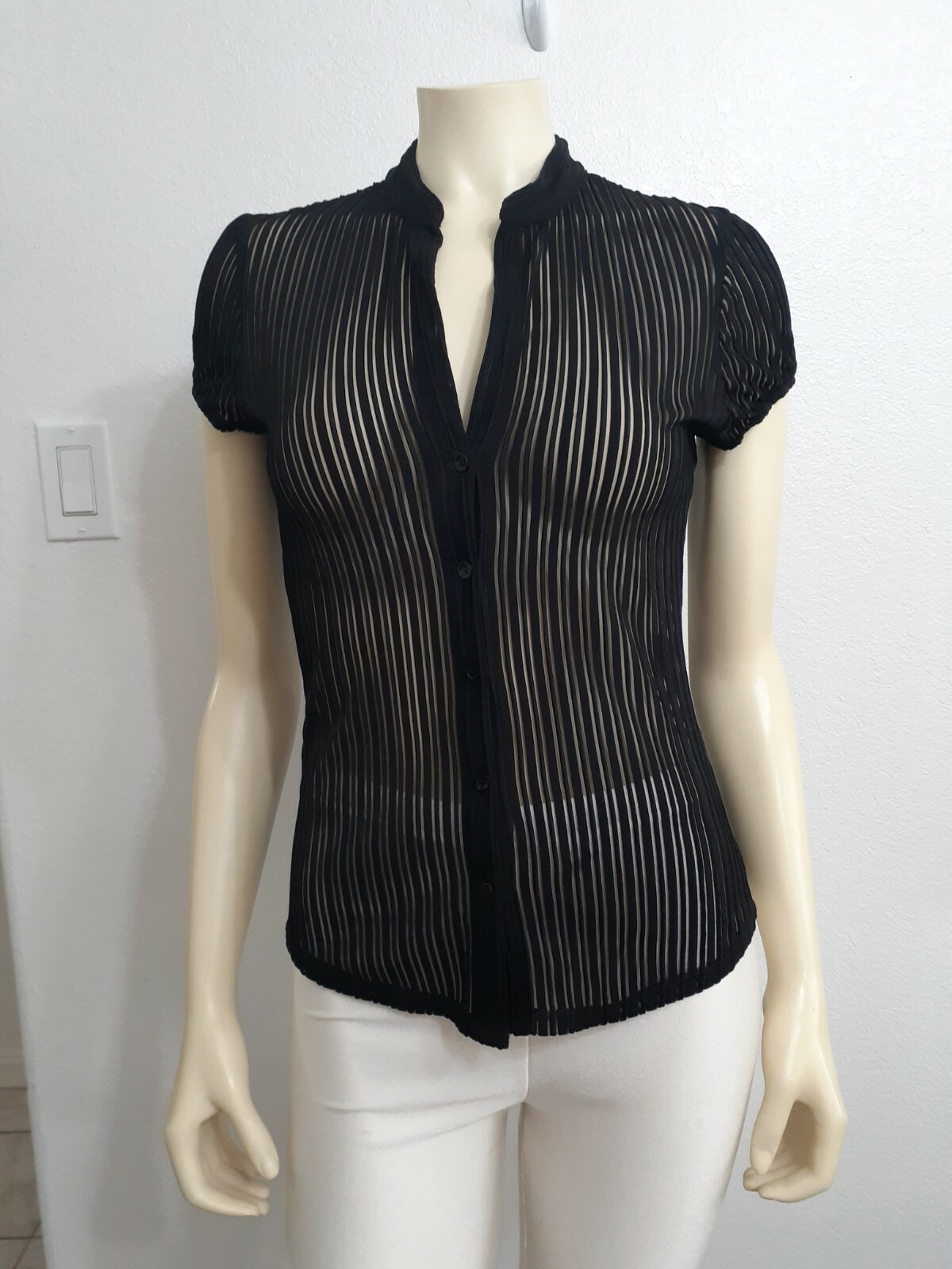 Street Code made in USA women blouse size med. black sheer stretches some.