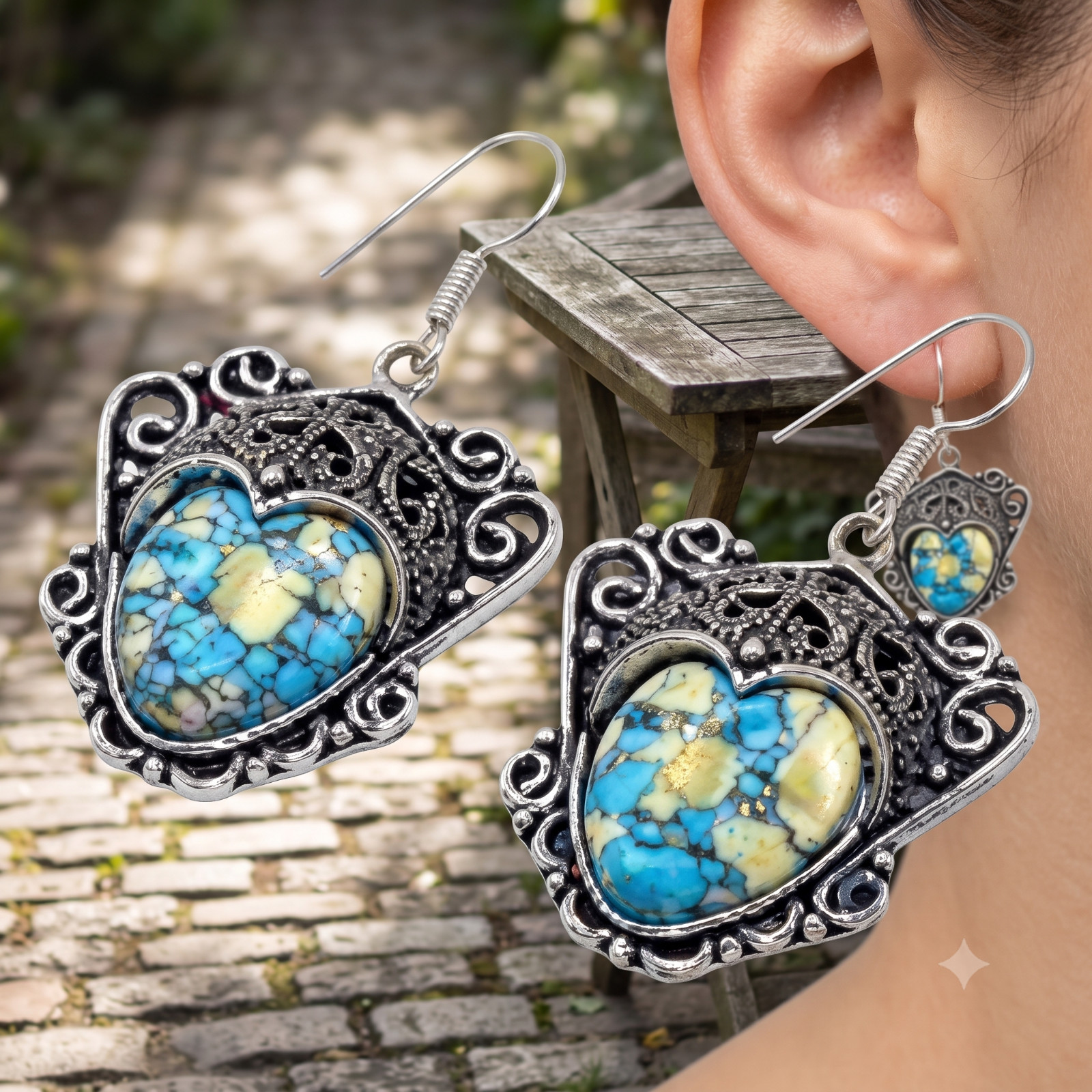 Genuine Mosaic Jasper Birthday Wife New Drop Earrings 925 Sterling Silver Finish