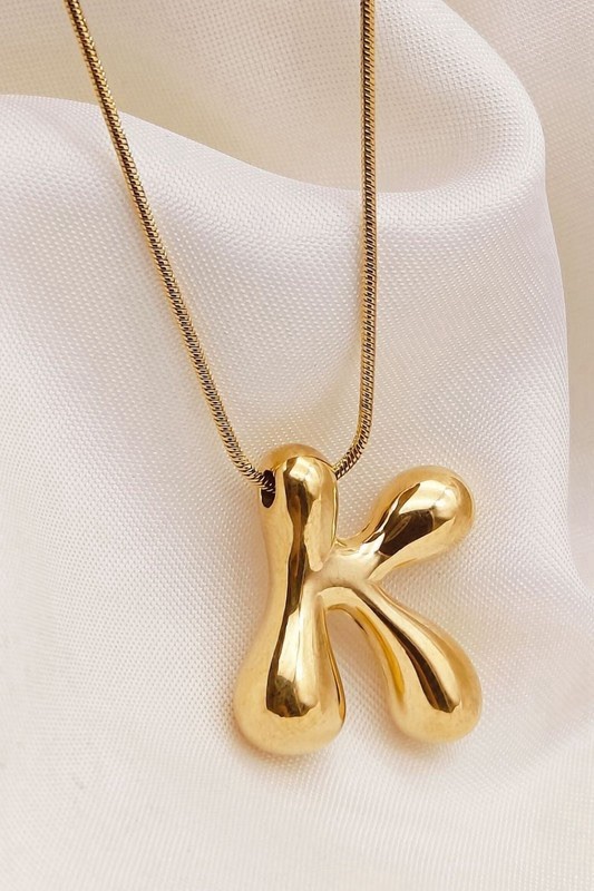 18k Non-tarnish Bubble Initial Necklace