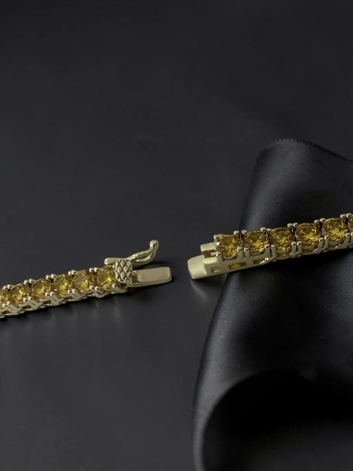 4mm Yellow Canary Gold Plated Brass Iced Out Cubic Zirconia Tennis Necklace