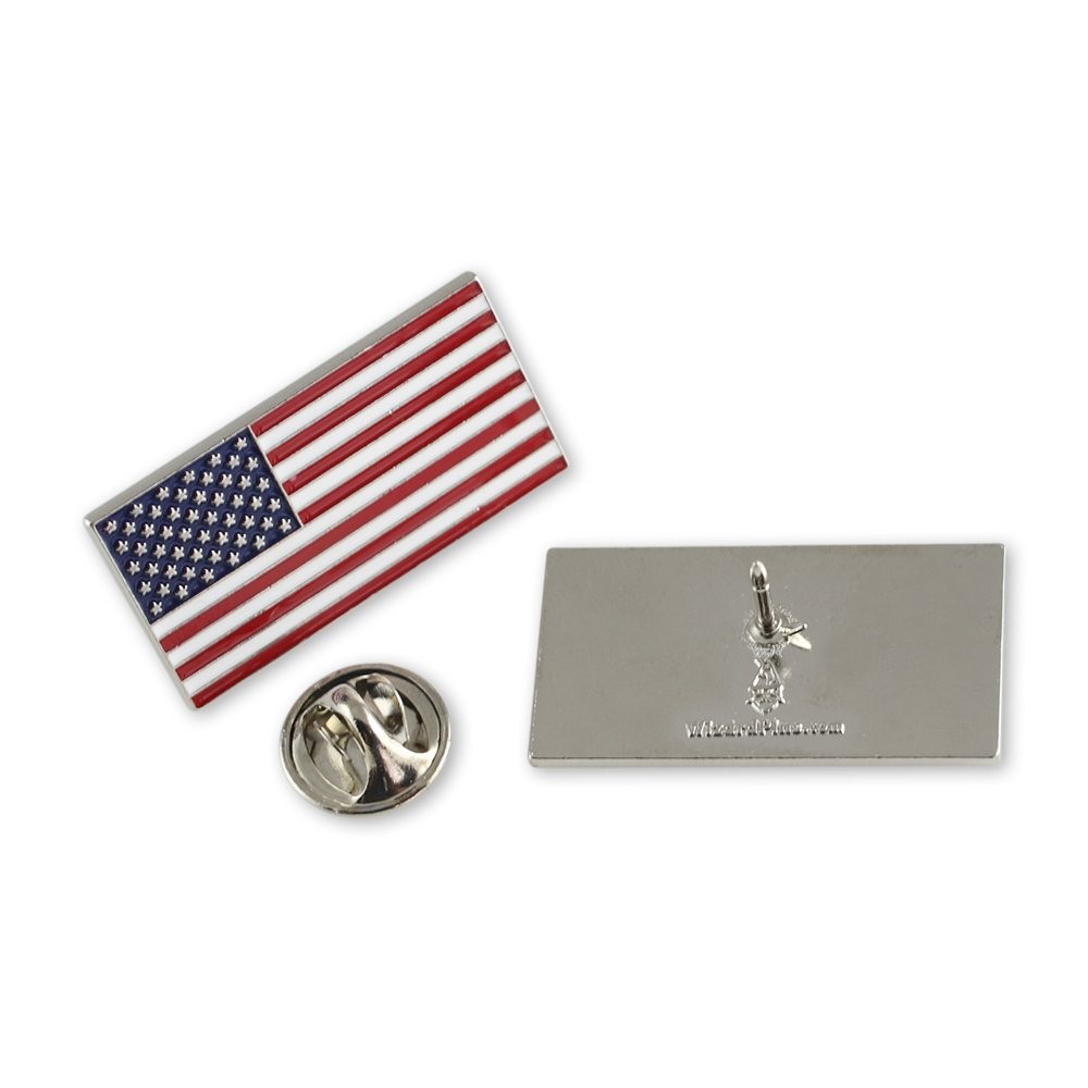 Authentic Official American Flag Enamel Lapel Pin Proudly Made In USA Silver
