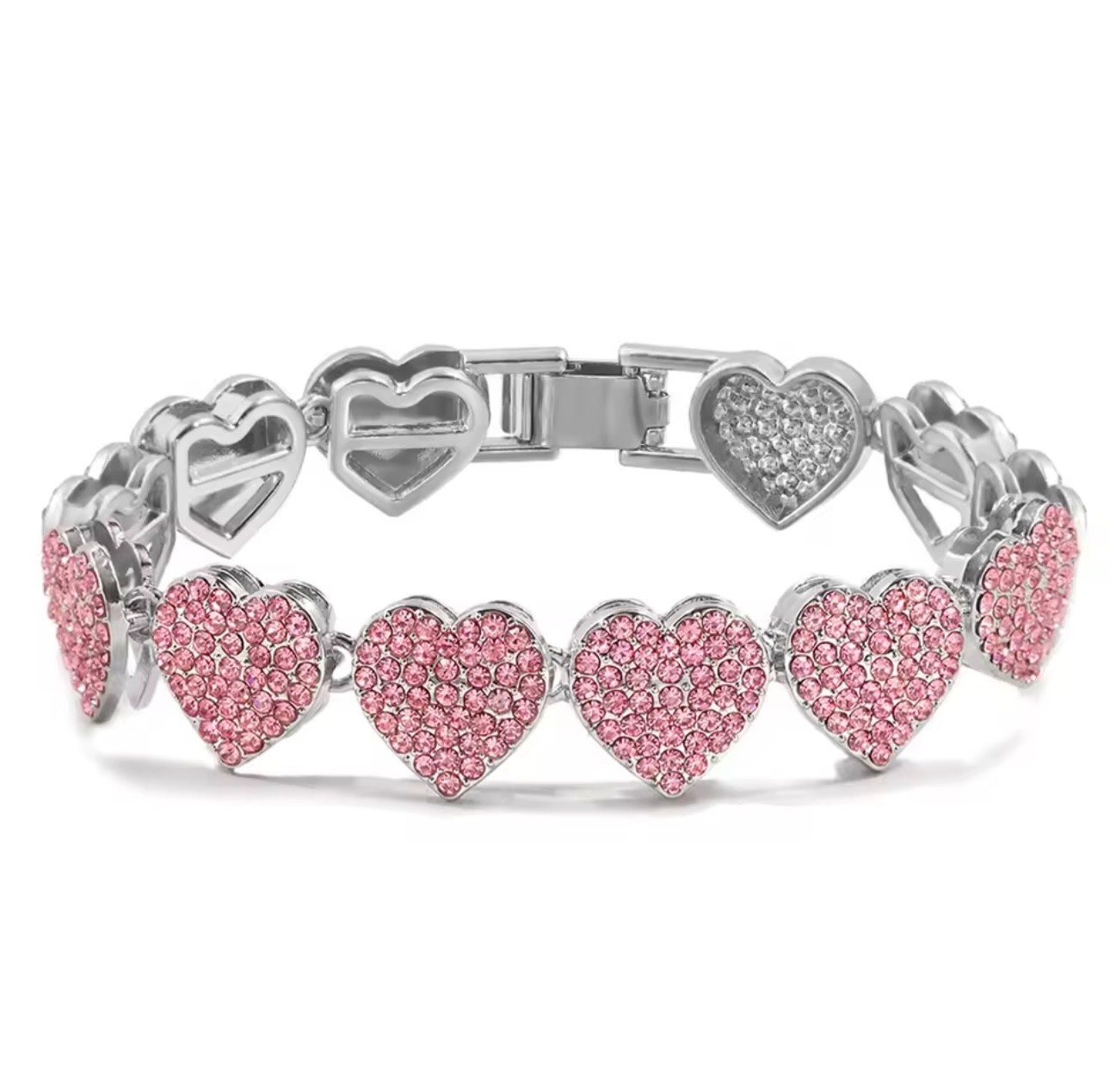 Stainless Steel & Pink CZ’s Bracelet 33.1g! Different Designs in 7″ or 8″!