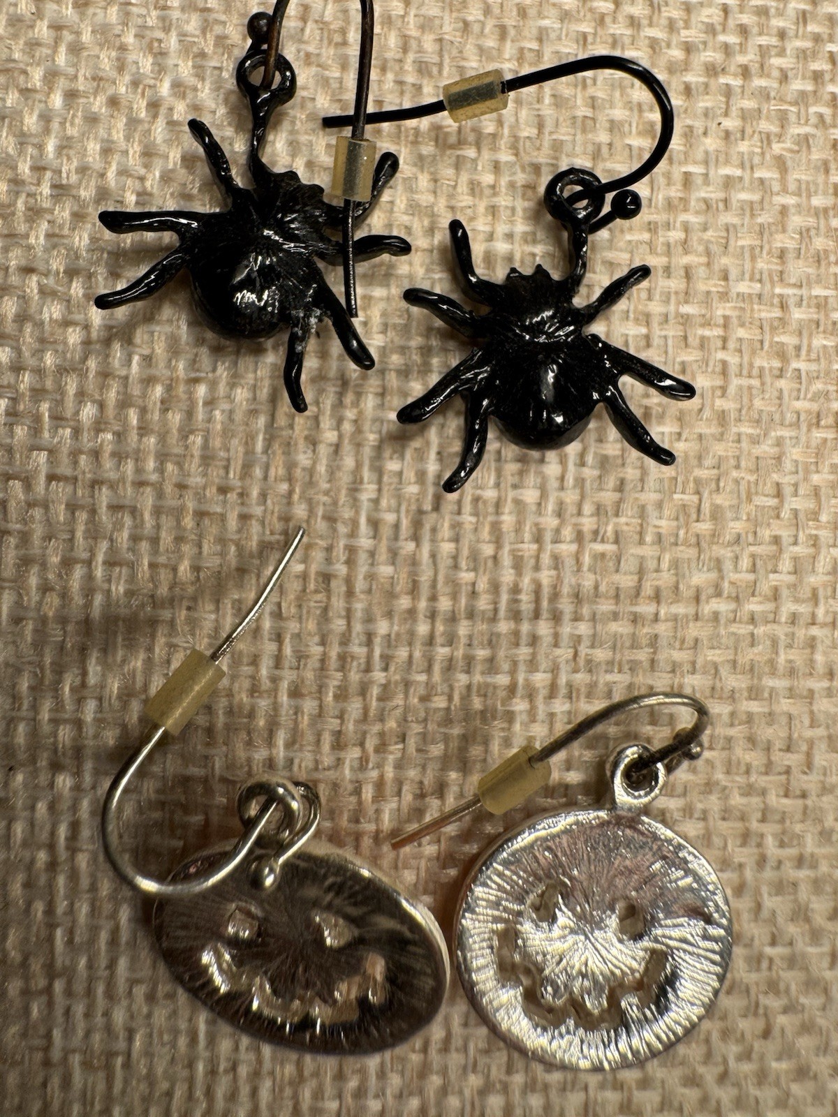 Halloween Dangle Earrings Mixed Lot 4-Piece Spider Rhinestone & Jack-O-Lantern