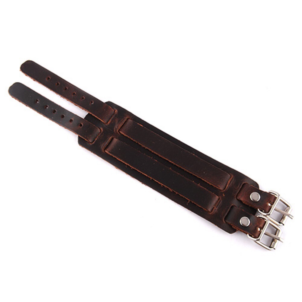 Men’s Wide Leather Belt Strap Buckle Adjustable Cuff Bangle Wristband Bracelet