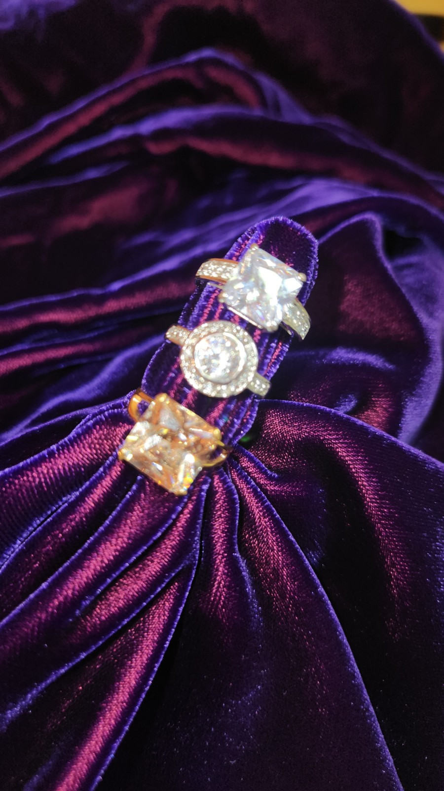 Lot of 16 Various Cocktail Rings, All Size 7, Silver, Gold, Rose Gold