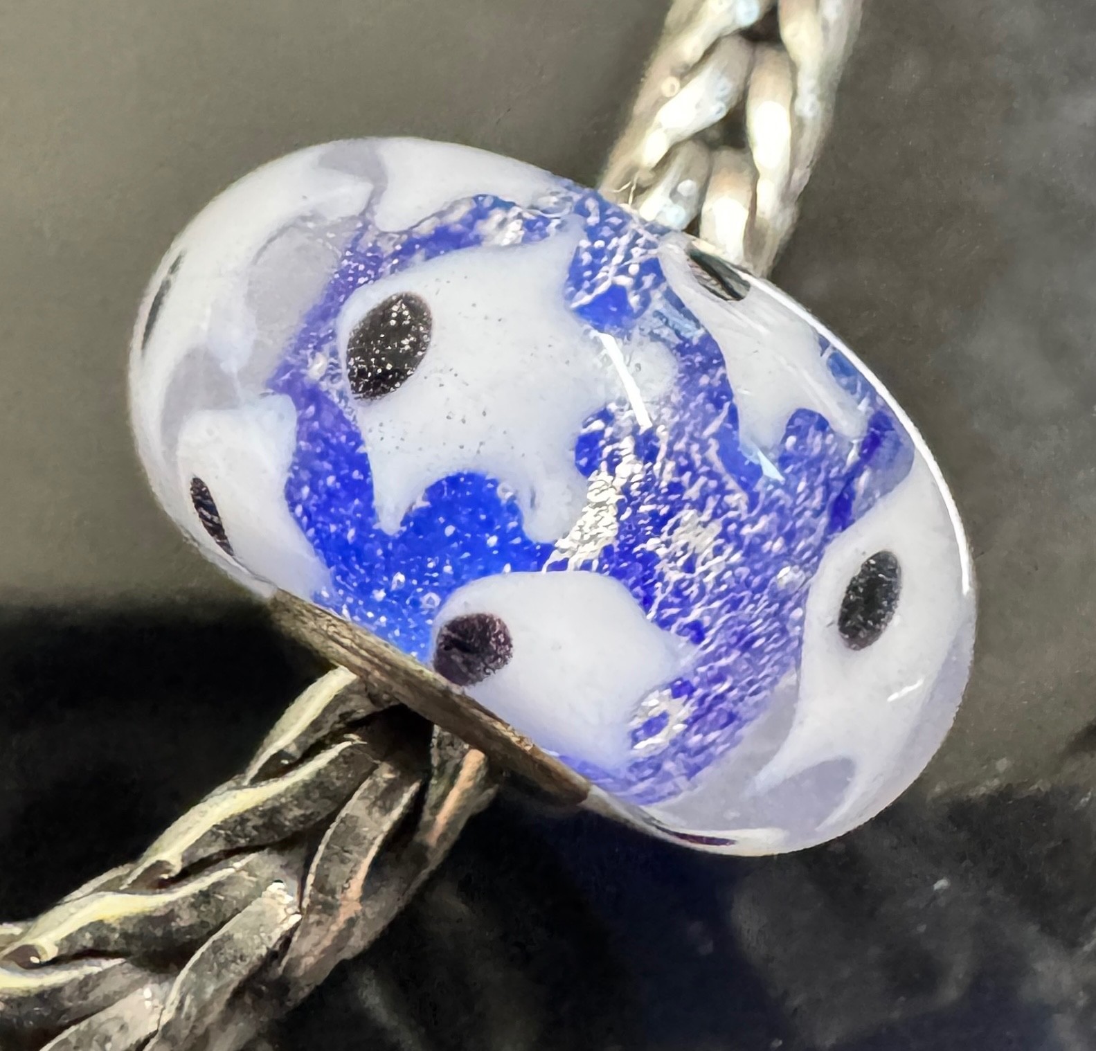 NEW💕Trollbeads UNIQUES Critters Beautiful Blue Cosmic Base with White Starfish