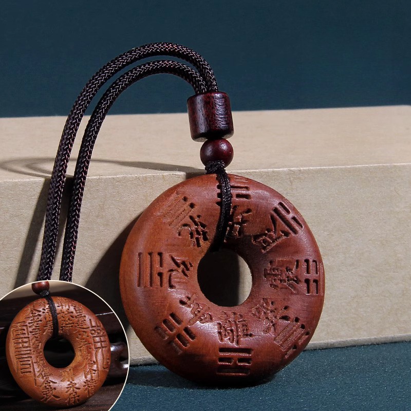 4cm Lightning-struck Peach Wood Gossip Necklace Pendant Keychain Chinese Retro