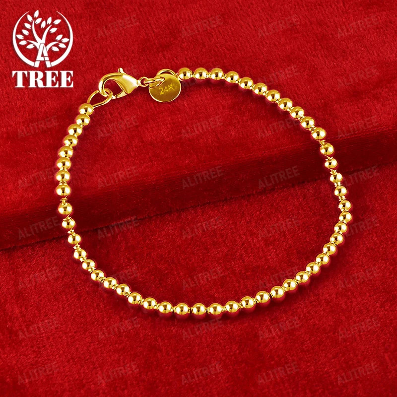 925 Sterling Silver Charm Bracelet 4MM Beads Chain 16-23cm Women