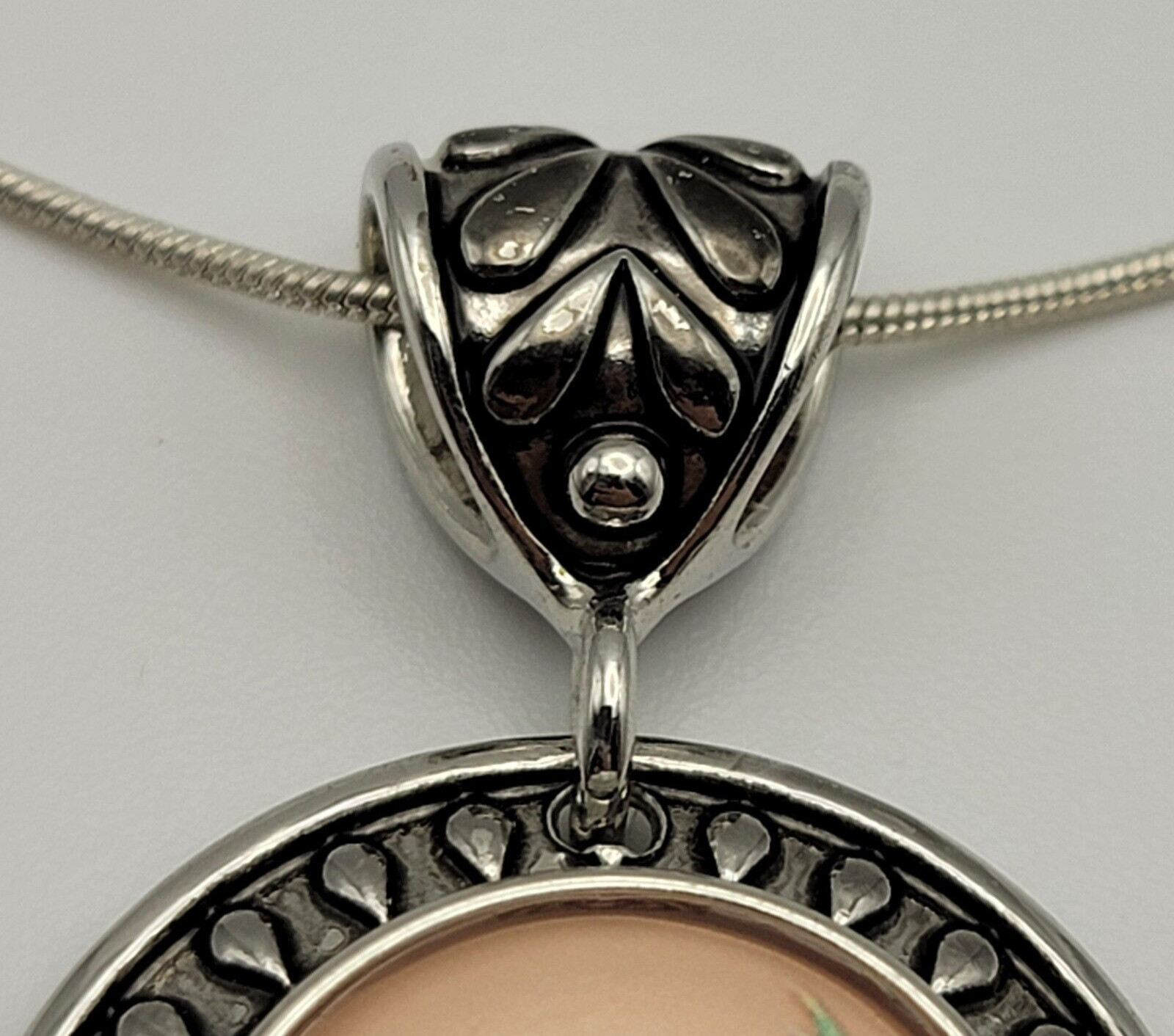925 Silver Chain Glass Dome Deer Pendant Necklace 20 Inch Buck Stag Silver Tone