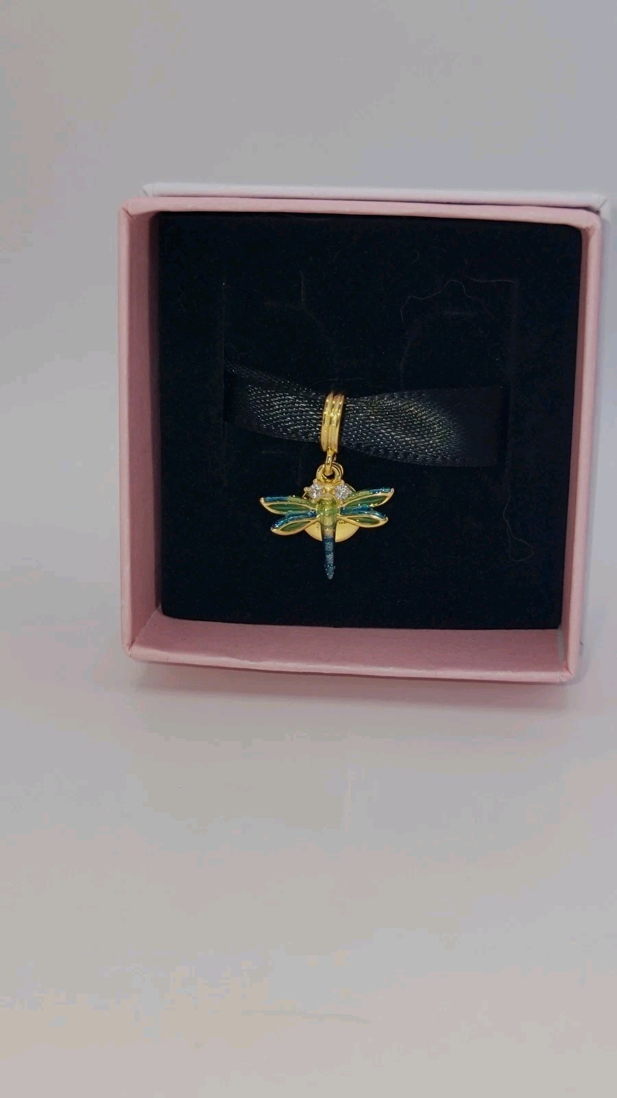 New Pandora Gold-plated Dragonfly Double Dangle Charm S925 ALE Free Spirit w box