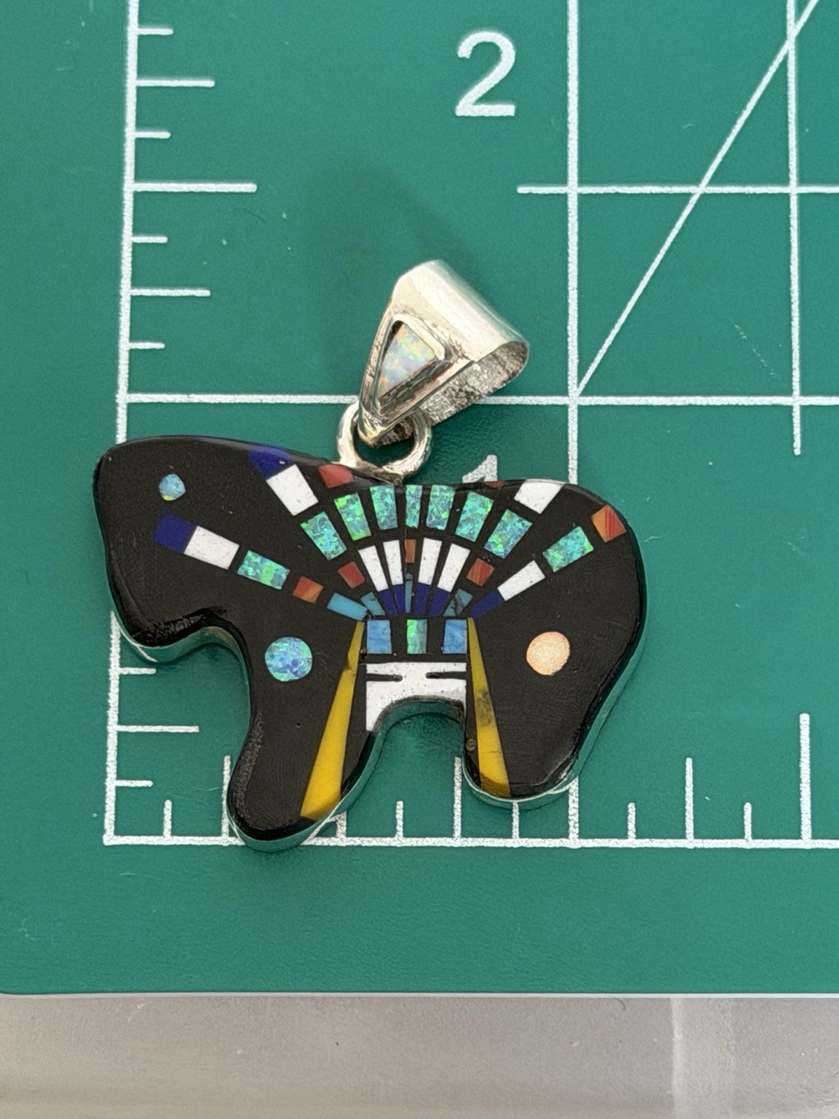 Southwestern Artisan Sterling Silver Galaxy Horse Micro Inlay Pendant Signed
