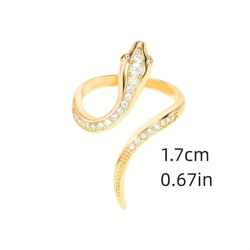 1pc New Trend 2025 Fashion Simple Luxury Style Snake Shape Women Rhinestone Ring
