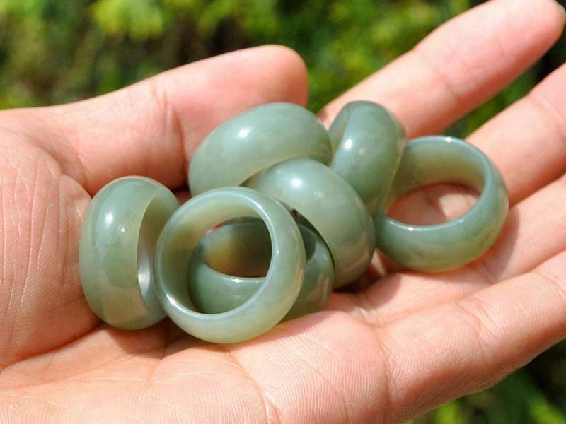 19.7mm*11mm Natural Hetian Nephrite Jade Ring us Size 10
