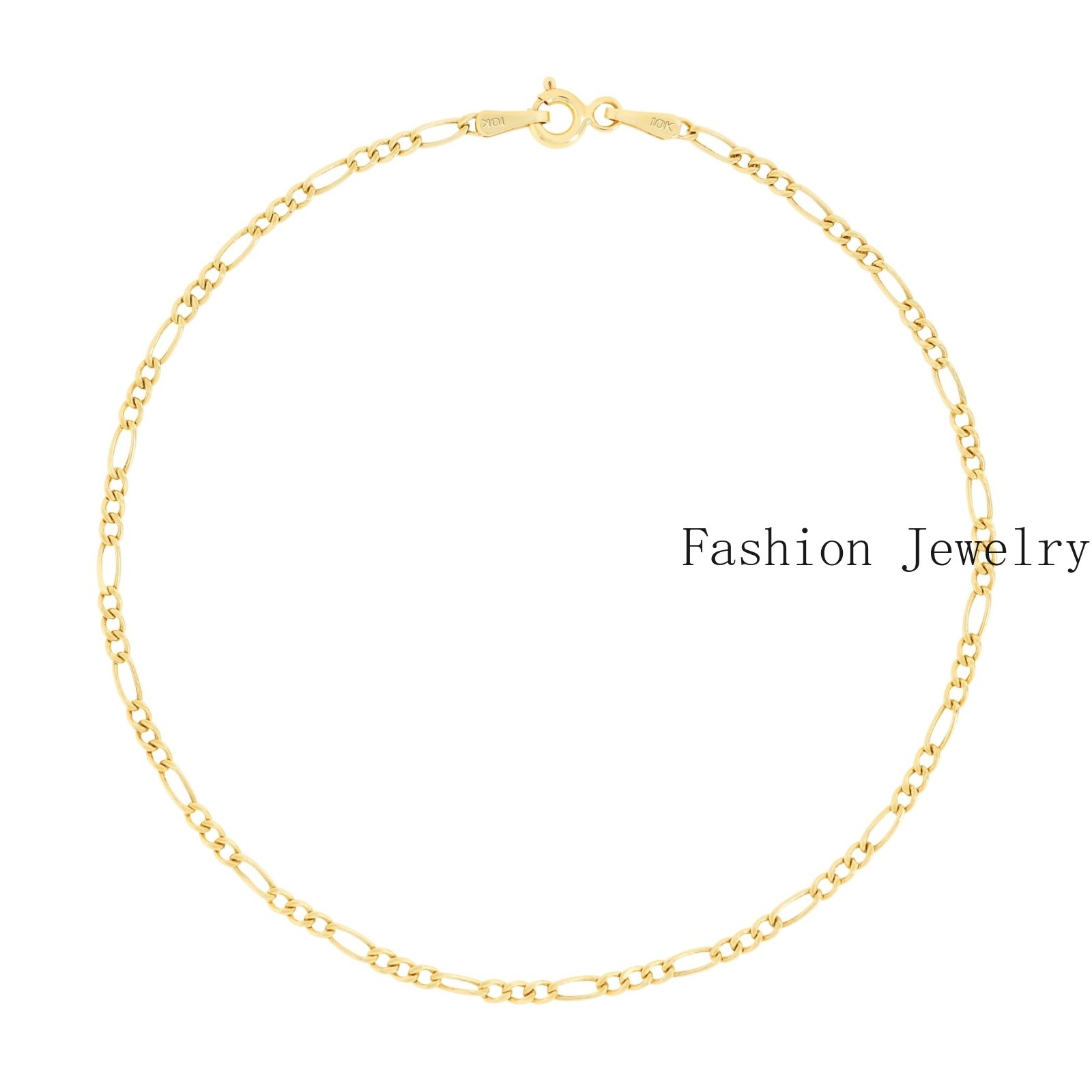 10K Yellow Gold 3.5mm-9mm Italian Figaro Chain Link Bracelet Mens Women 7″ 8″ 9″