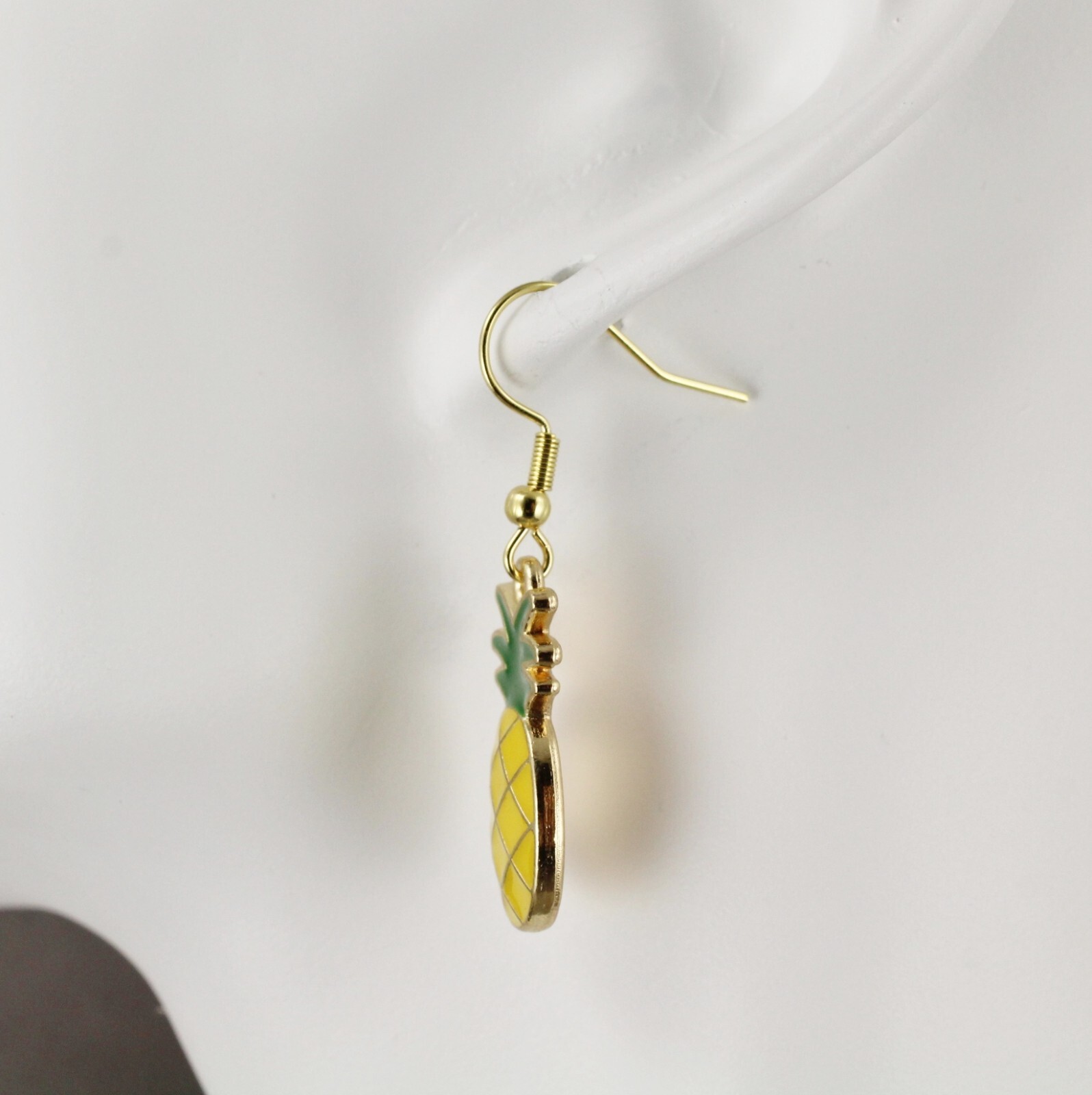Pineapple earrings dangle lightweight earrings yellow green hawaiian fruit