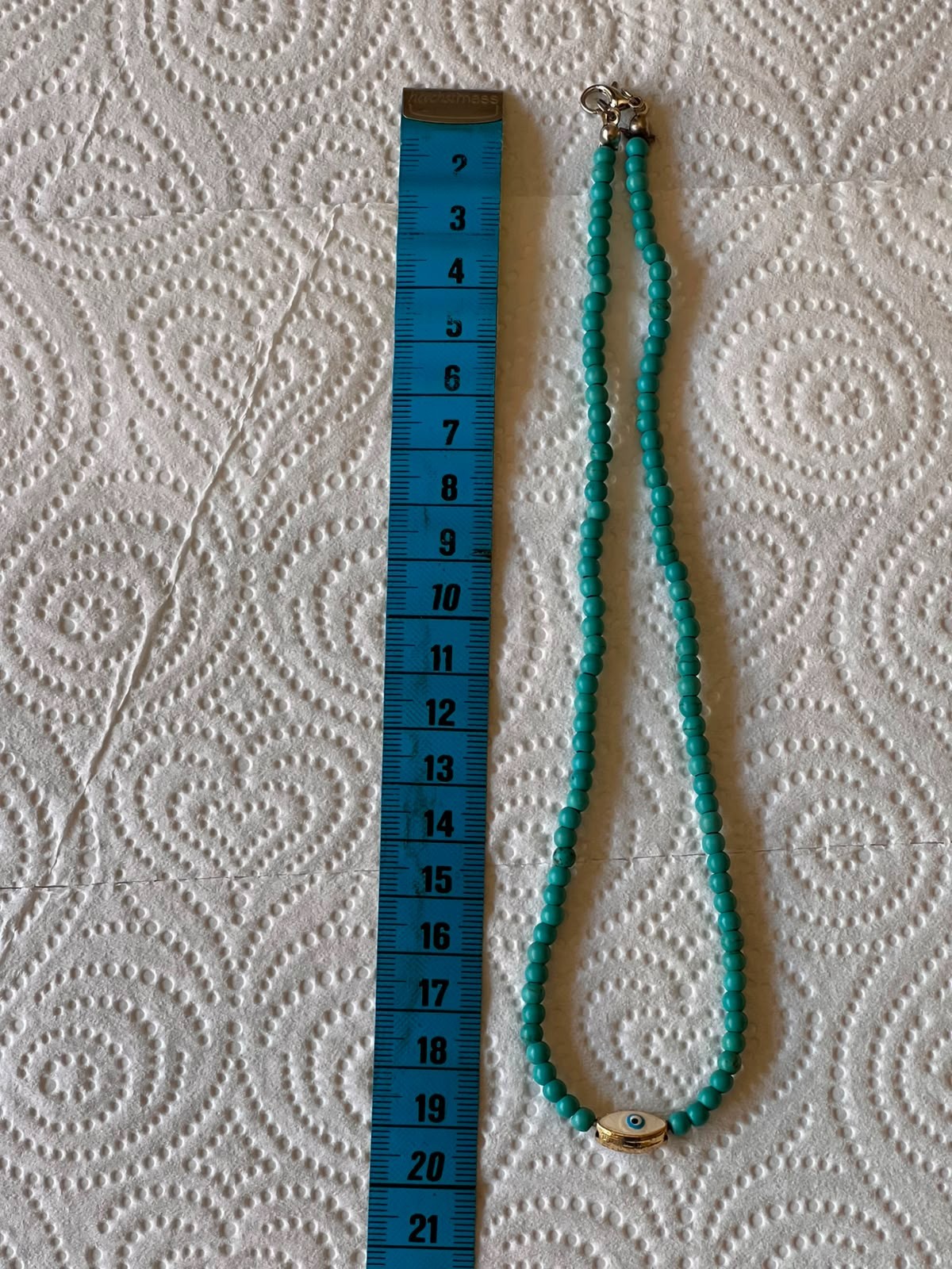 Blue Turquoise Beaded Evil Eye Necklace Handma Lucky Pendant