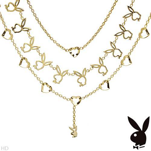 PLAYBOY New Heart Necklace With Genuine Crystal Made of Yellow Base metal.
