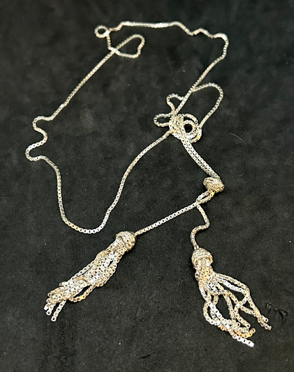 925 Sterling Tassle Adjustable Tie Necklace 1.5mm – 32in – 17.69g