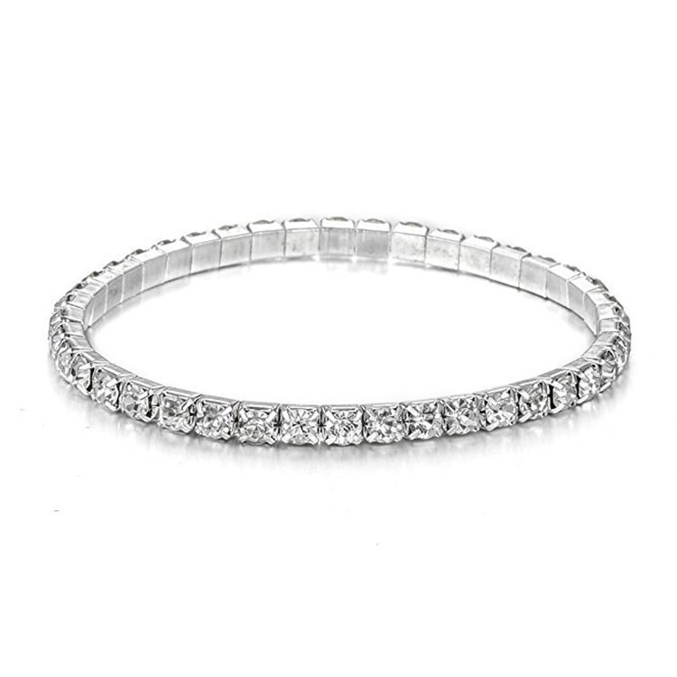 Unisex Silver Large Crystal Tennis Chain Anklet or Bracelet – In 3 Colours