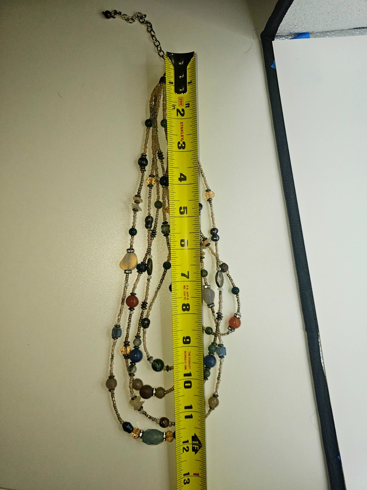Chico 5 Strand Tourmaline, Glass, and Metallic Beads Necklace Orange Blue Green