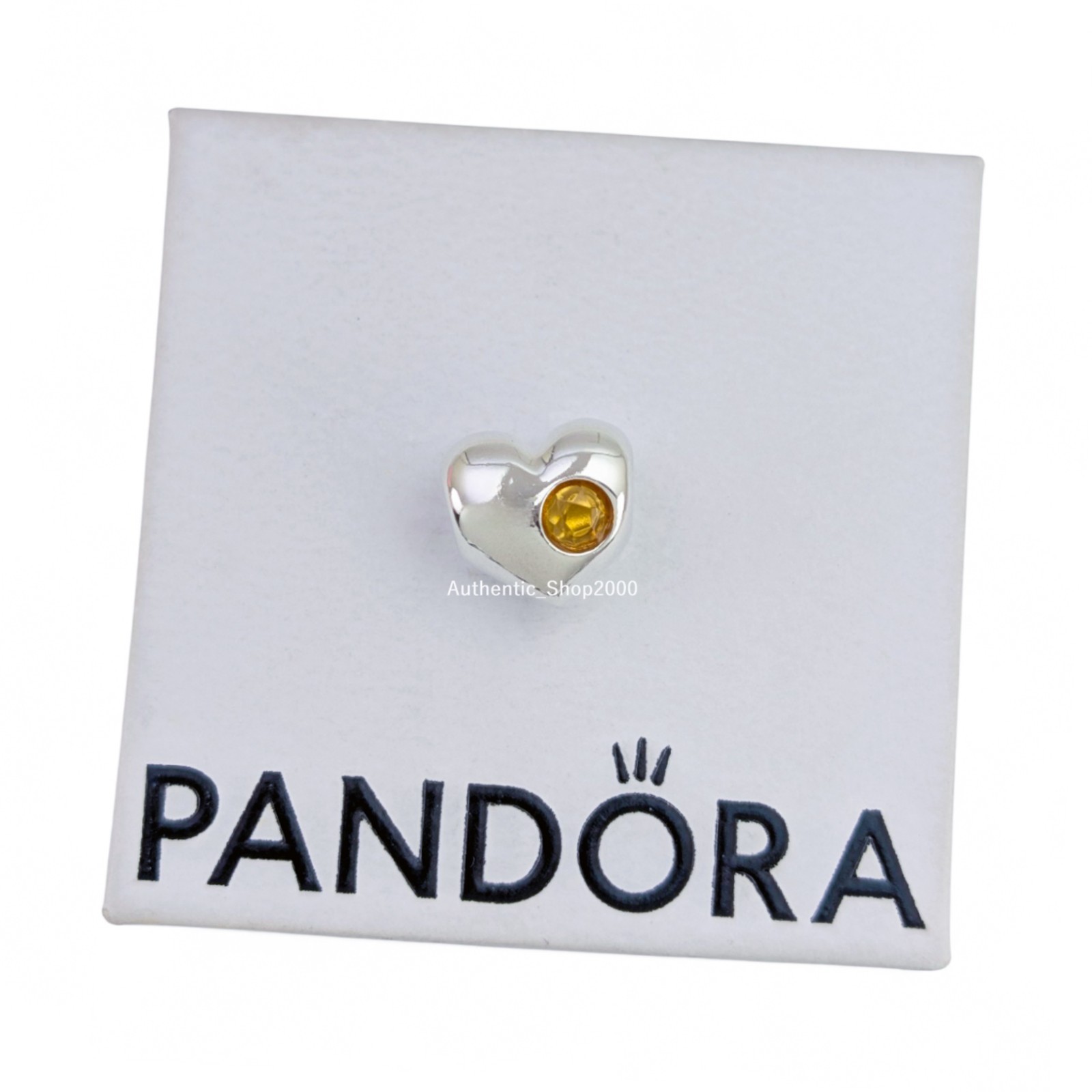 NEW 100% Authentic PANDORA 925 Ale Engravable Honey Stone Heart Charm 794161C11