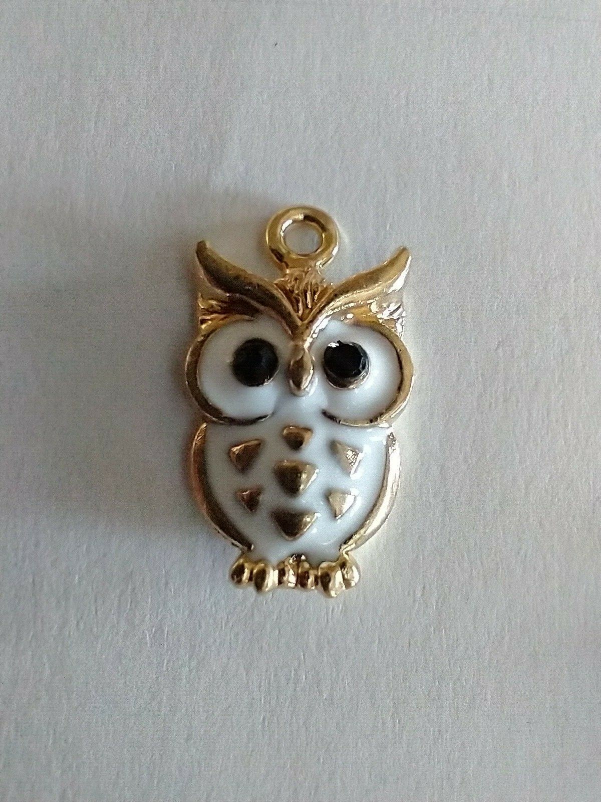 Gold Tone Enamel Pink Turquoise Red White Owl Necklace 18″ Gold Tone Chain