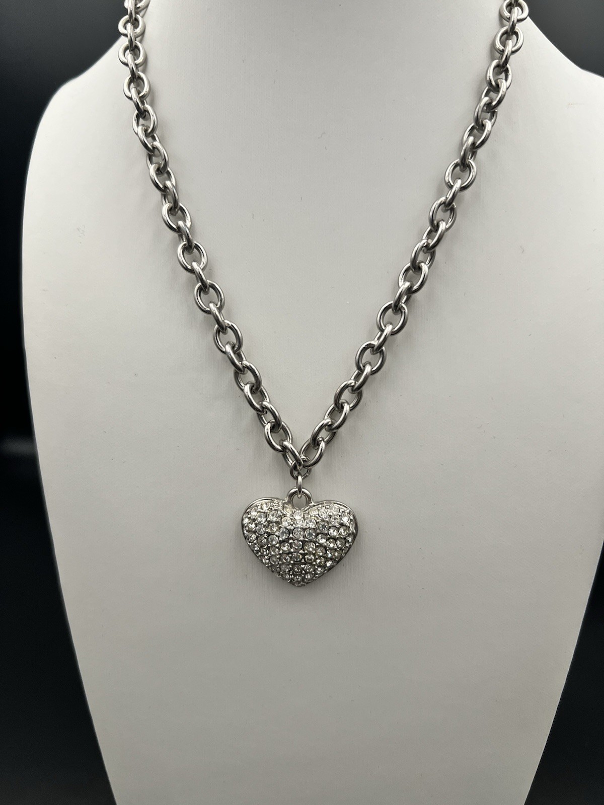 Silver-Tone Layered Necklace Set|Bundle of 3 – Pave Heart Tennis Chain