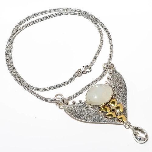 Moonstone – Shri Lanka 925 Sterling Silver Pendant Chain Size P.2.54″ A356