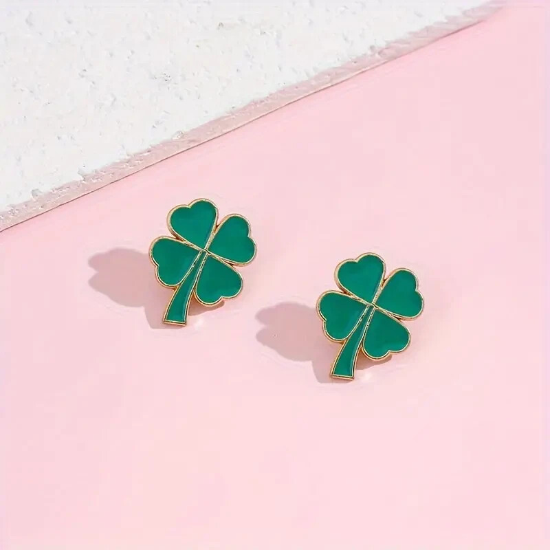 1PC Lucky Four-leaf Clover Pattern Brooch Zinc Alloy Enamel Pin