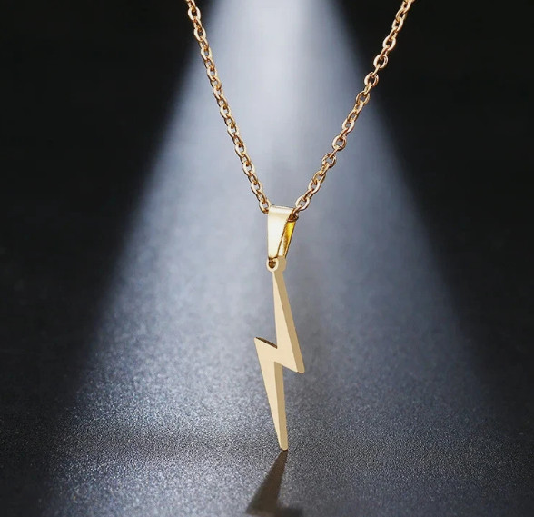Lightning Pendant Necklace Stainless Steel Minimalist