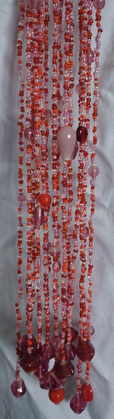 Multicolor Beaded Multi Strand Scarf Wrap Necklace w/Straight Back Statement
