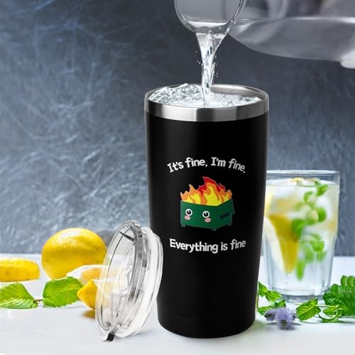 Funny Gifts for Women Men 20 OZ Stainless Steel Tumbler-Office Decor Desk Fire