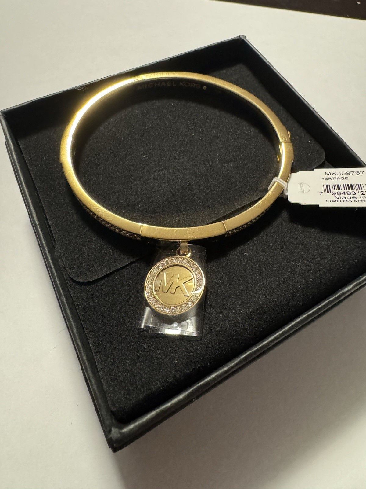 Michael Kors MKJ5976710 Heritage Gold Crystal bangle Bracelet NWT