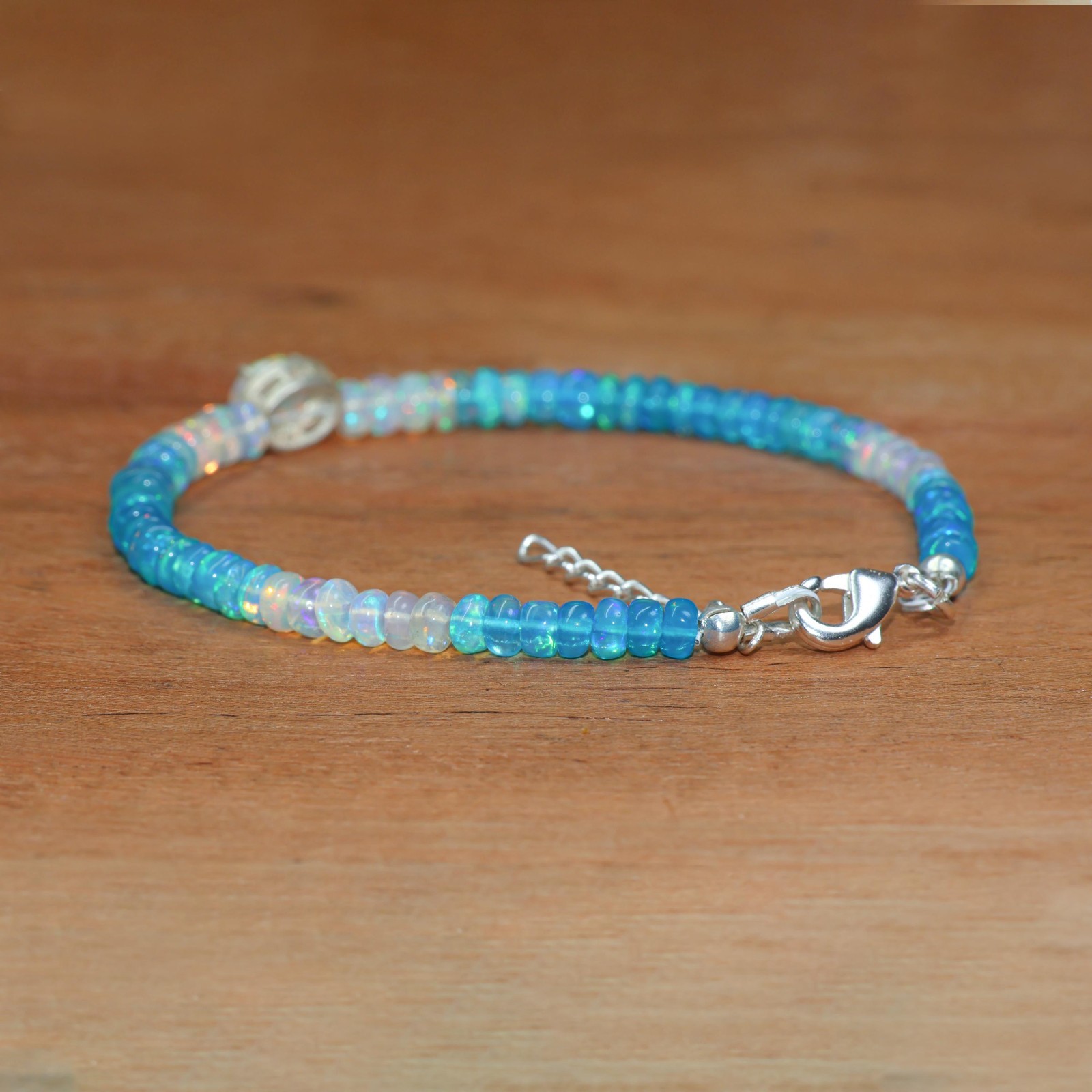 Fire Paraiba Smooth Opal Gemstone Shaded Beads Bracelet, Fire Opal Oval Bracelet