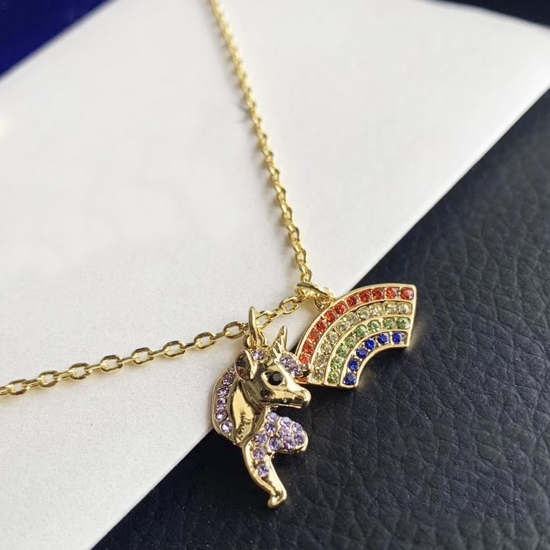 Swarovski Crystal Rainbow Unicorn Necklace Bracelet Earrings Set