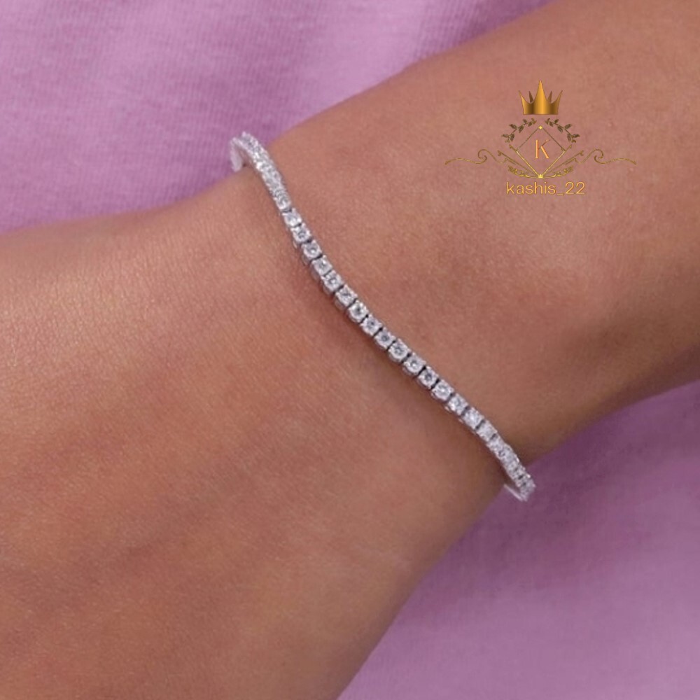 7′ Inch Long Tennis Wedding Bracelet Solid 14K White Gold Round Cut VVS1 5 Carat