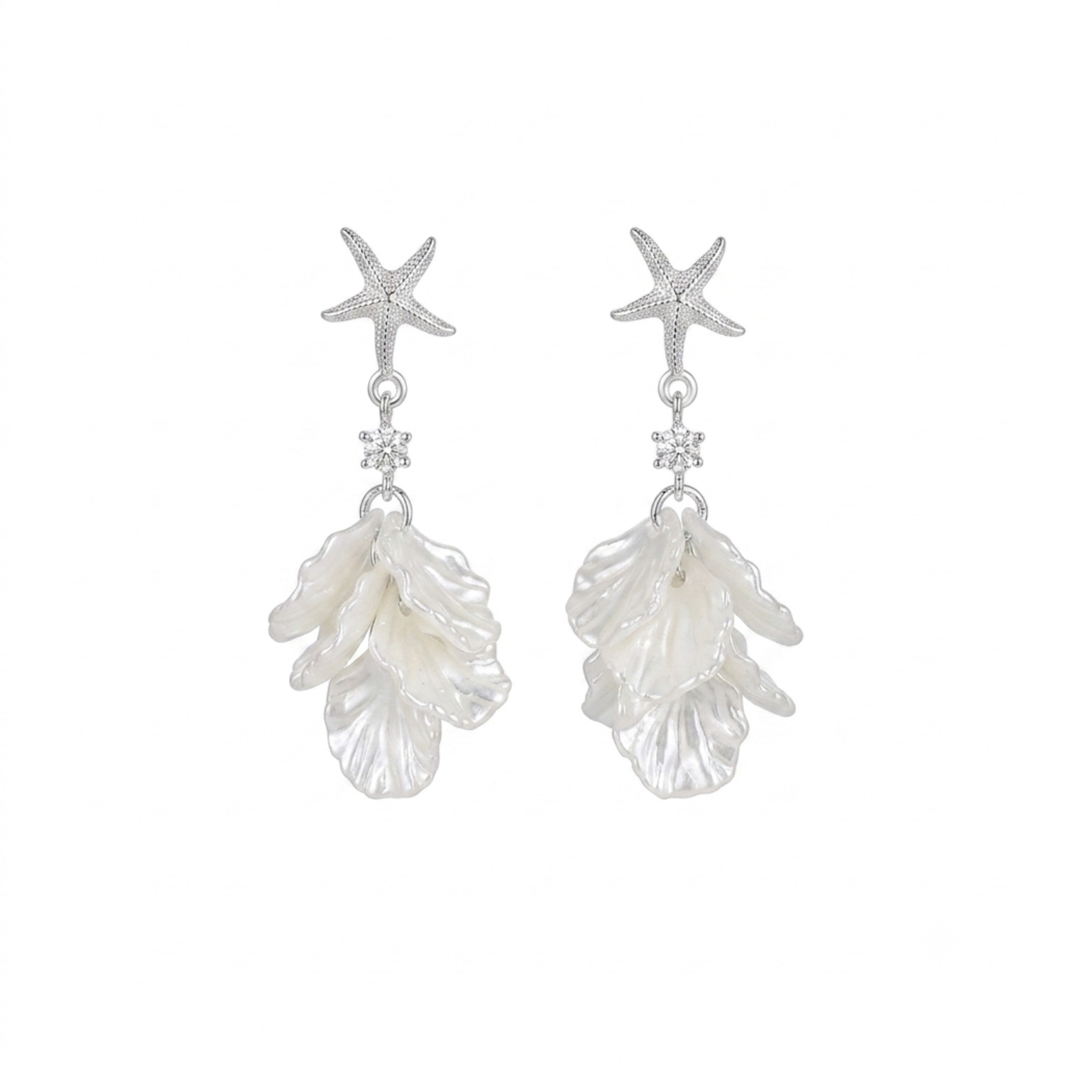 Starfish and seashell petal earrings, new style vacation vibe, gentle & elegant