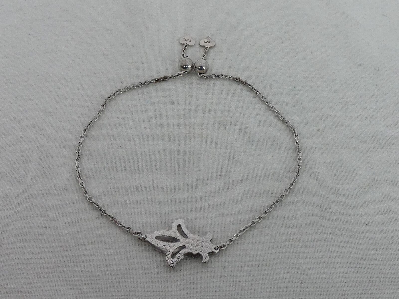 Estate Sterling Silver 7″ Unusual Fleur de Lis Bracelet OY-7